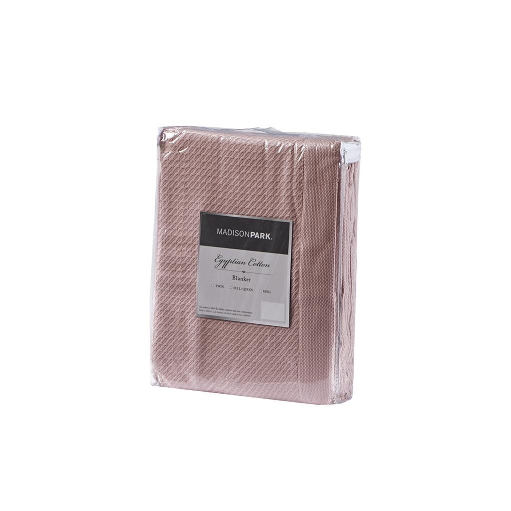 King Size Durable Egyptian Cotton Blanket with OEKO-TEX Certified, Machine Washable, Perfect for Any Room, 108" L x 90" W x 0.25" H, Rose