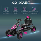 Ergonomic Pedal Go Kart Kids Ride-on Toy with Tough, Wear-Resistant Tread for Boys & Girls, Ages 5-12, Pink
