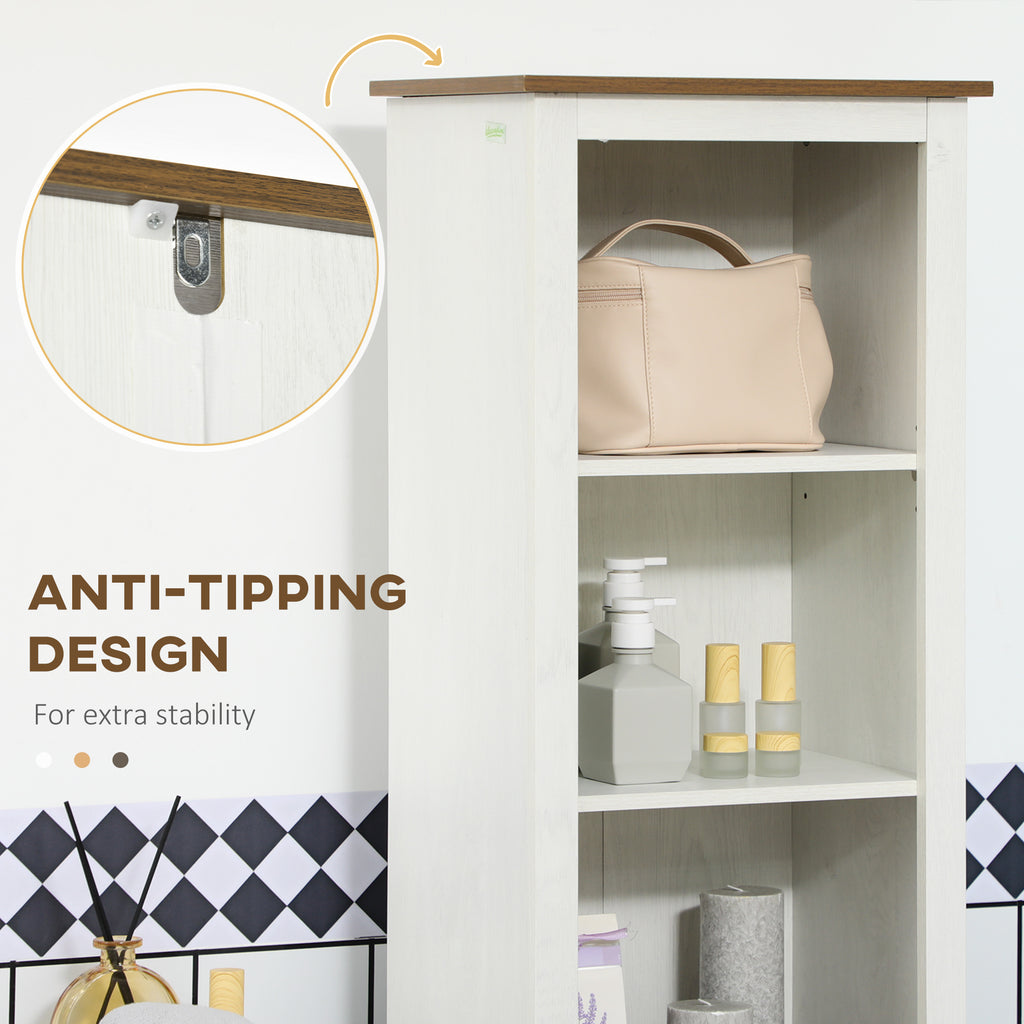 Farmhouse Bathroom Cabinet, Tall Storage Cabinet with Door and Adjustable Shelves, 15.5" x 11.75" x 63", White