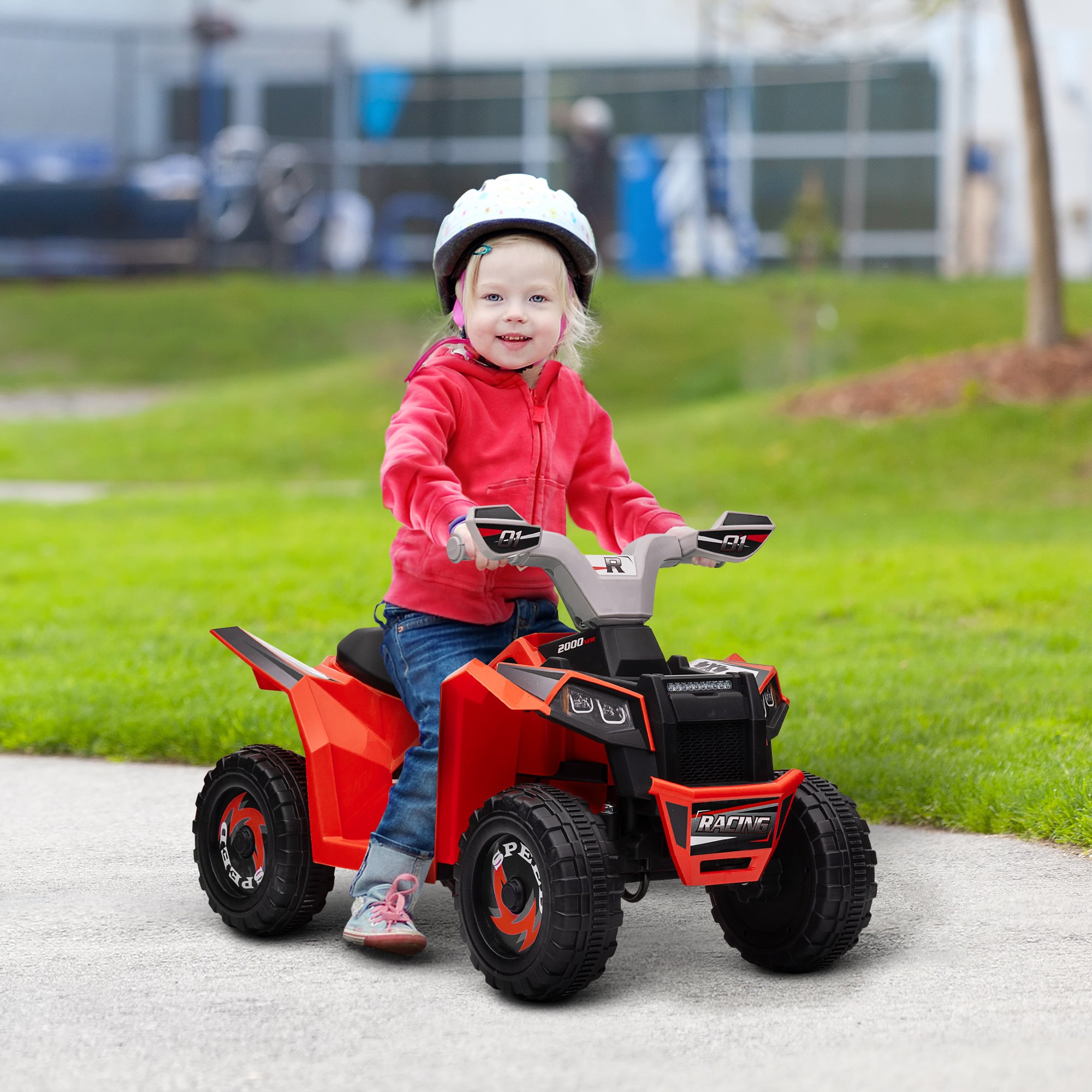6V Electric Toy Car with Forward Backward, Wear-Resistant Wheels for Ages 18-36 Months, Red