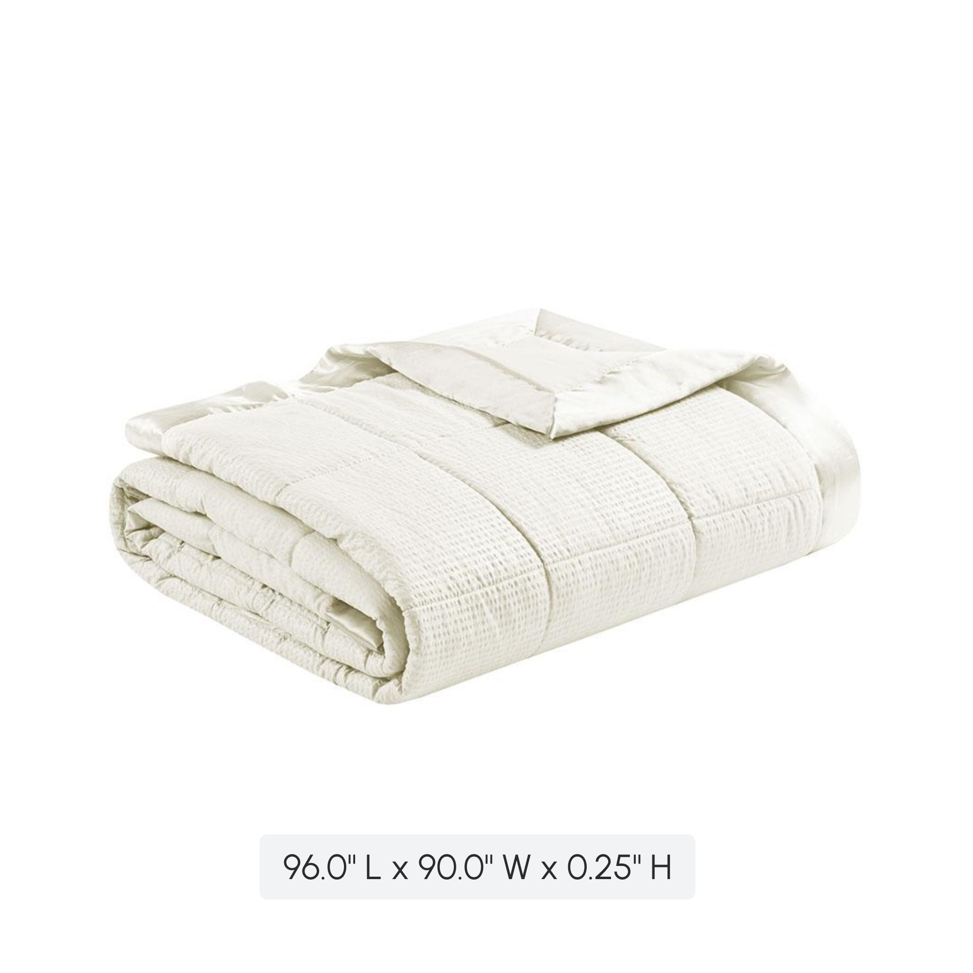 Oversized Down Alternative Blanket with 3M Scotchgard Treatment, Satin Trim, Hypoallergenic Polyester, 96" L x 90" W x 0.25" H, Ivory