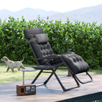 Padded Zero Gravity Chair, Folding Recliner Chair with Cup Holder Cushion, Black