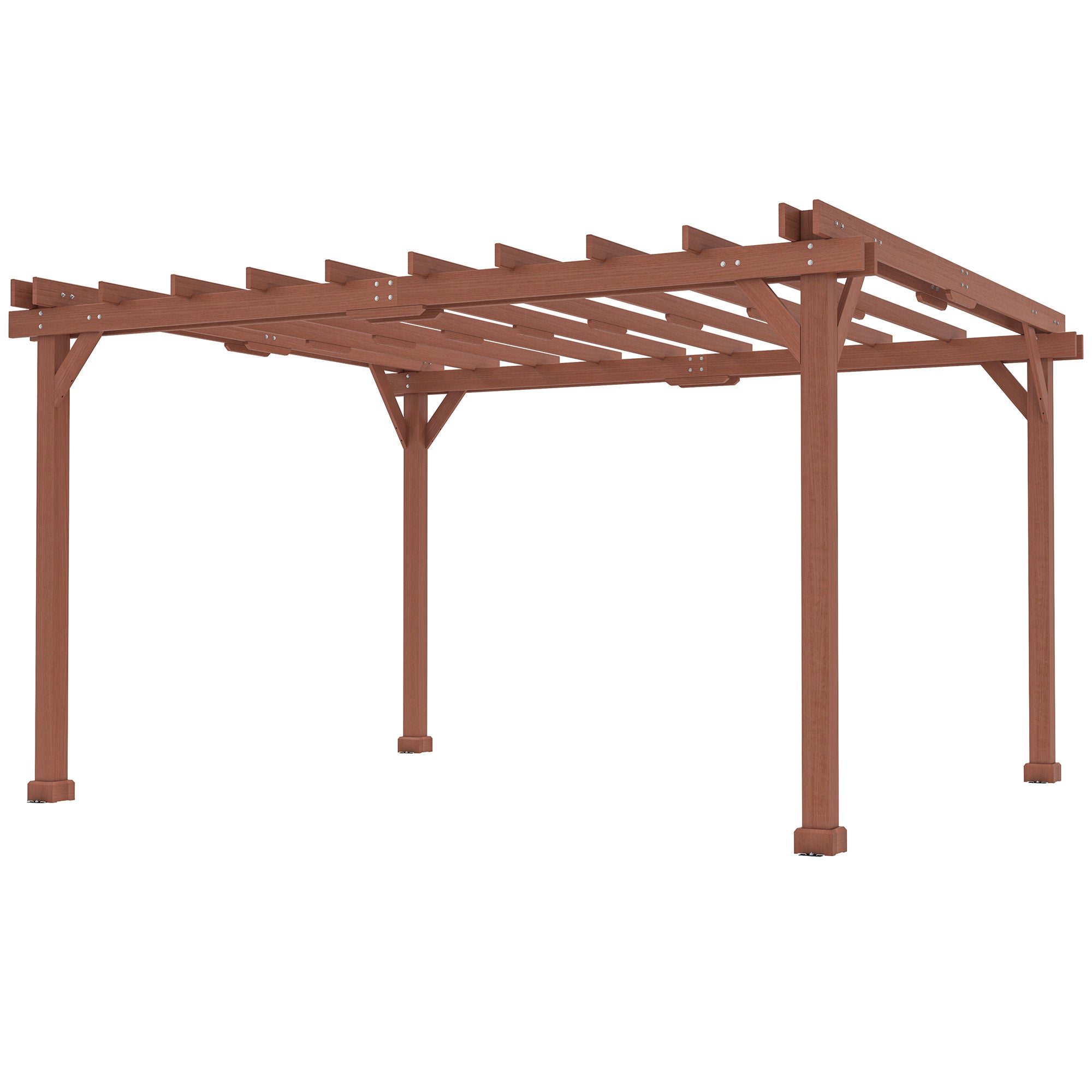 11' x 12.5' Outdoor Wood Pergola with Grape Trellis for Patio, Deck, Backyard, Lawn