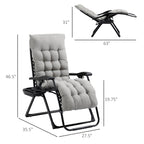 Padded Zero Gravity Chair, Folding Recliner Chair with Cup Holder Cushion, Gray
