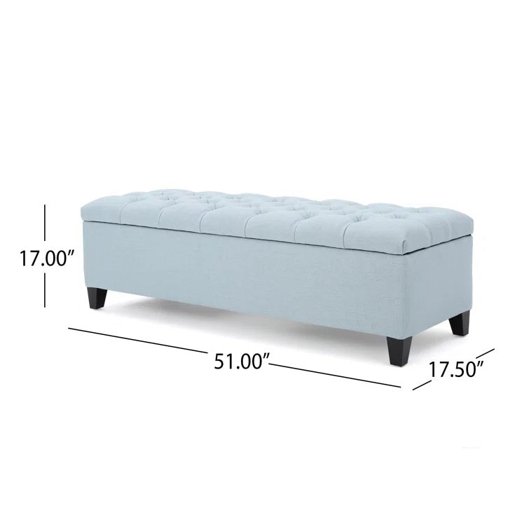 Storage Ottoman with Contemporary Design, Upholstered Seating, Versatile Storage Bench, 51" L x 17.5" W x 17" H, Blue