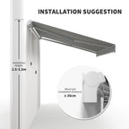12' x 8' Retractable Awning Patio Awnings Sun Shade Shelter with Manual Crank Handle, 280g/m² UV & Water-Resistant Fabric and Aluminum Frame for Deck, Balcony, Yard, Light gray