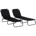 2 Piece Folding Chaise Lounge Pool Chairs, Outdoor Sun Tanning Chairs with 5-Level Reclining Back, Steel Frame for Beach, Yard, Patio, Black