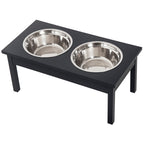 23" Wooden Heavy Duty Dog Food Bowls Pet Elevated Feeding Station -Black