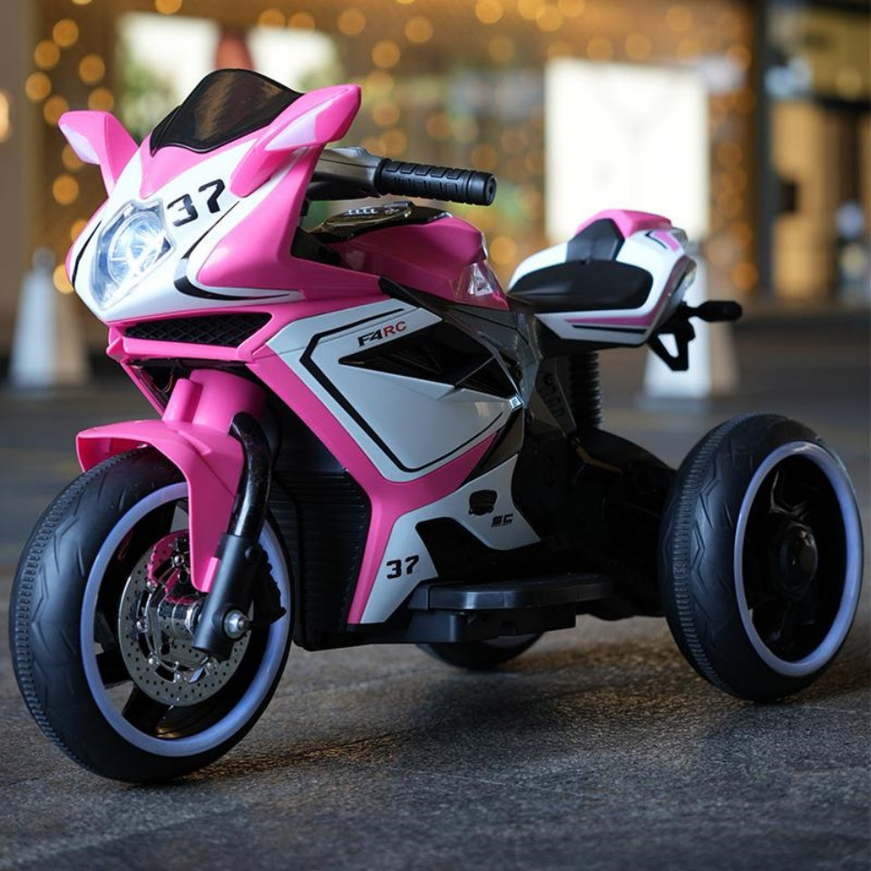 6V Kids Electric Ride-On Motorcycle with MP3, LED Headlight and Light-Up Wheels, Motorbike Ideal for Ages 3-4, 30.5'' L x 16'' W x 20.5'' H, Pink