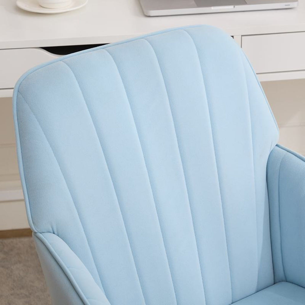 Adjustable Swivel Chair with Memory Foam Cushion and Lumbar Support, Ergonomic Office Chair with Silver Base, 25" L x 23" W x 38" H, Baby Blue