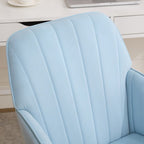 Adjustable Swivel Chair with Memory Foam Cushion and Lumbar Support, Ergonomic Office Chair with Silver Base, 25" L x 23" W x 38" H, Baby Blue