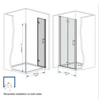 34" Bi-Fold Shower Door with Explosion-Proof Film and Tempered Glass, Bathroom Door with Stainless Steel Handle, 34" L x 0.5" W x 72" H, Chrome