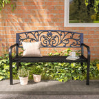 50" Blossoming Pattern Garden Decorative Patio Park Bench with Beautiful Floral Design & Relaxing Comfortable Build
