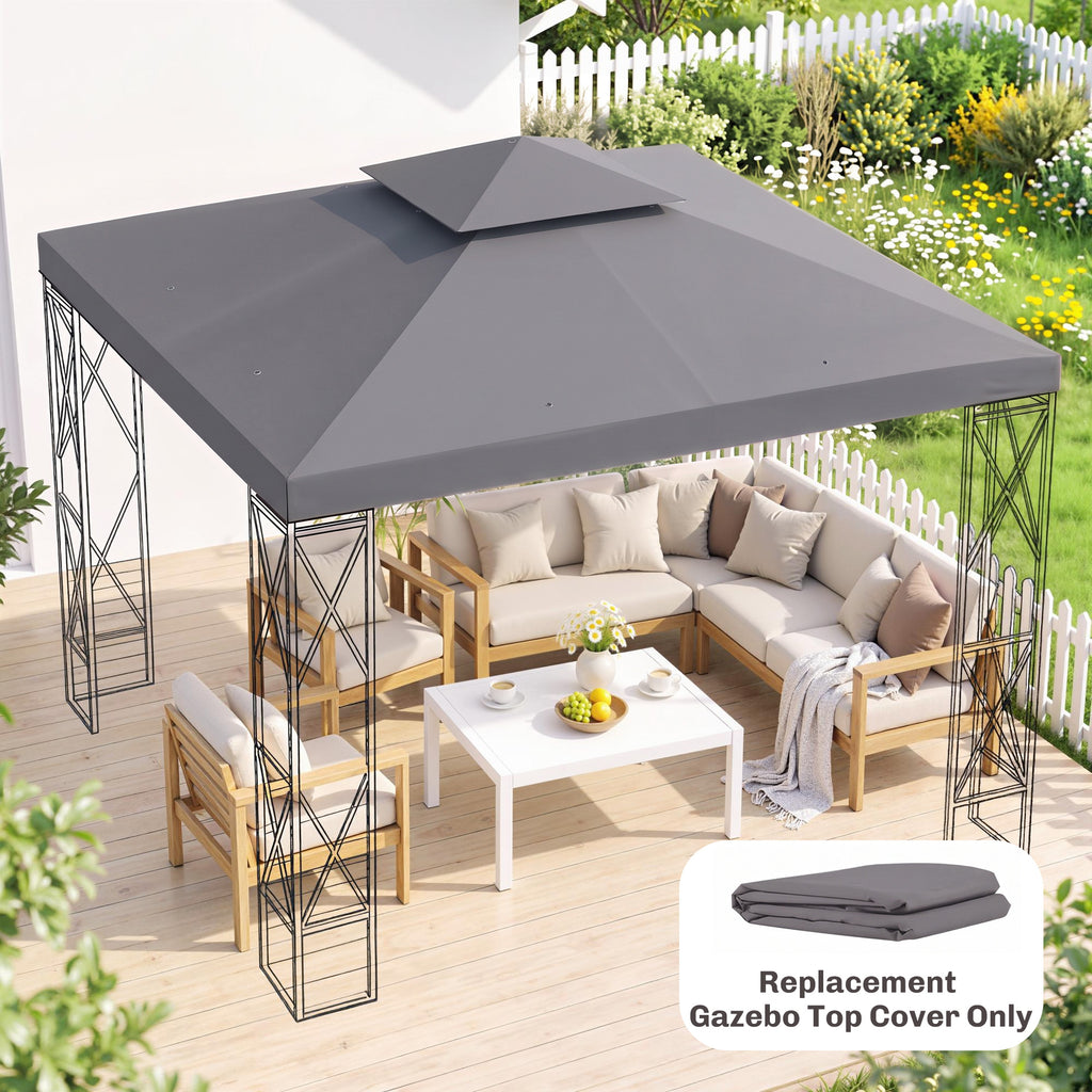 Gazebo Replacement Canopy for Model 01 -0153, 2-Tier Top Cover for 9.8' x 9.8' Gazebo, Charcoal (TOP ONLY)