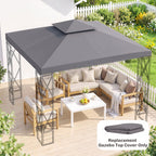 Gazebo Replacement Canopy for Model 01 -0153, 2-Tier Top Cover for 9.8' x 9.8' Gazebo, Charcoal (TOP ONLY)