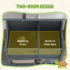 Tortoise Habitat with Shelf Storage Tortoise Gift Accessory with Weather Protection for Indoor, Gray