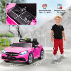 SLC 300 Licensed 12V Ride On Car for Kids with Remote Control, 2 Speeds, Battery Powered Kids Electric Car with Music, Lights, Suspension for 3-6 Years Old, Pink