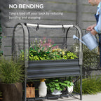 Raised Garden Bed with Legs and Cover, Metal Elevated Planter Box with Bottom Shelf and Liner for Vegetables, Dark Gray