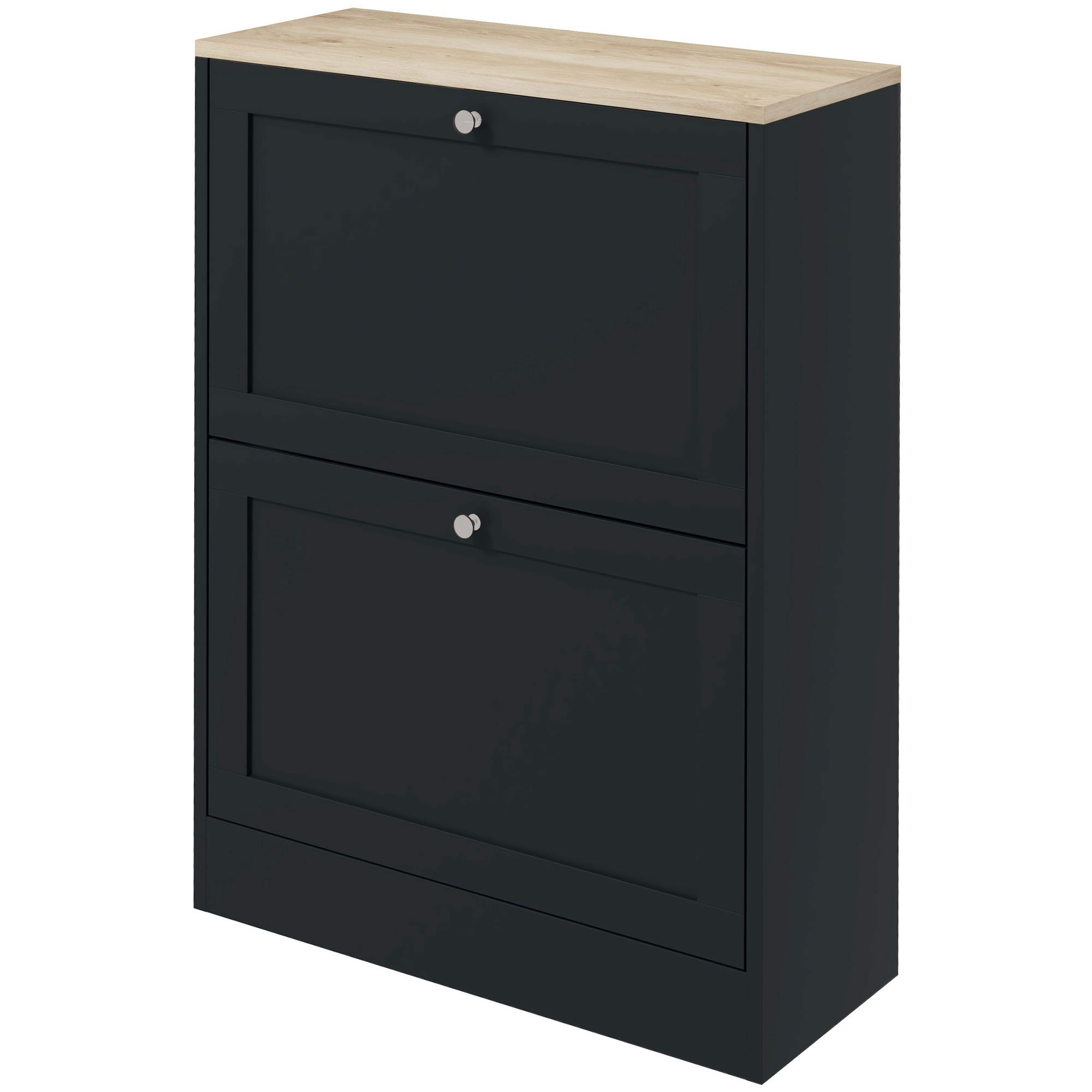Slim Shoe Storage Cabinet, Modern Shoe Cabinet with 2 Flip Drawers and Adjustable Shelves for 8-12 Pairs, Black