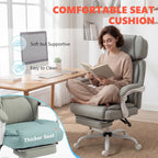High Back Vibration Massage Office Chair Heated Reclining Computer Chair w/ Footrest, Swivel Wheels, Remote, Light Gray