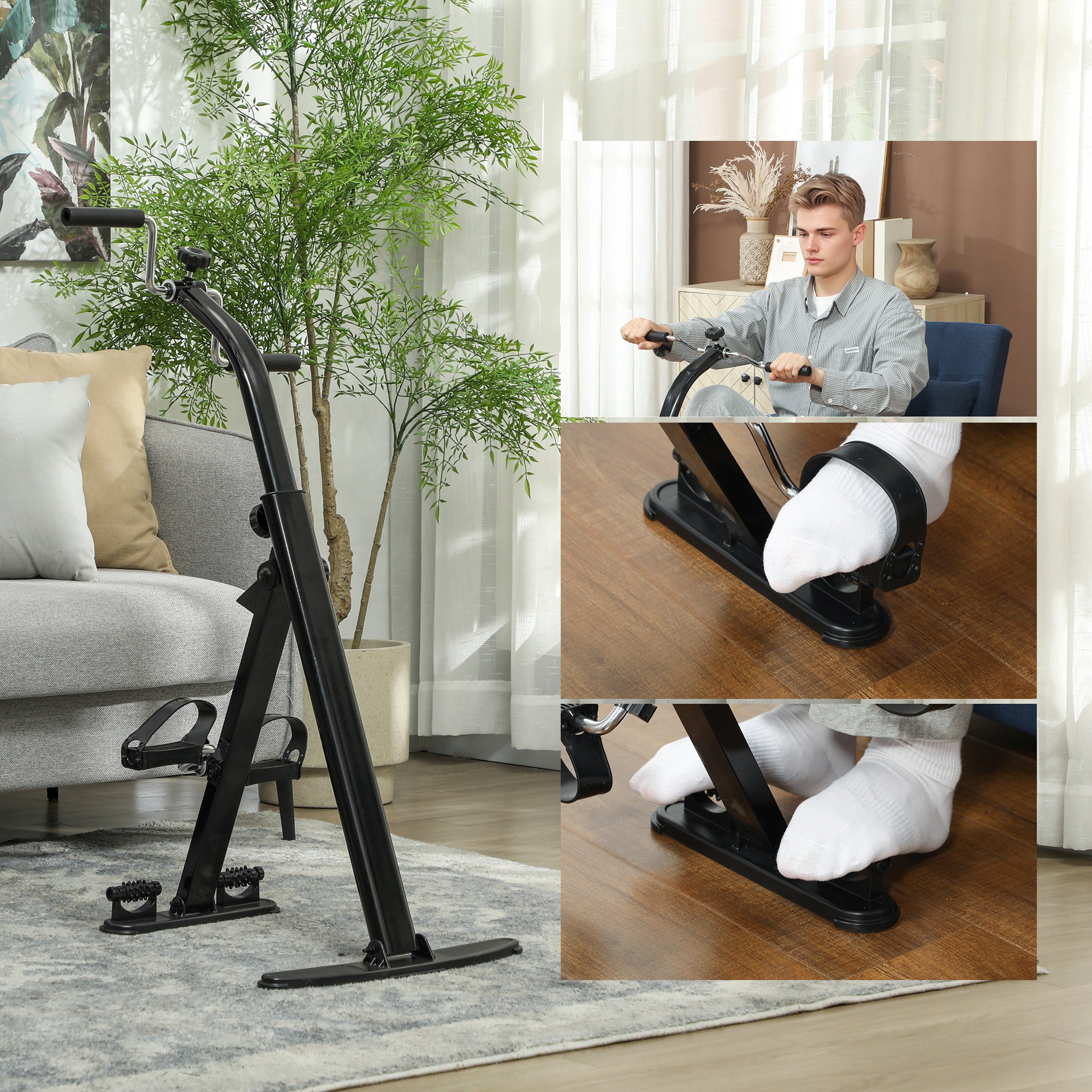 Seated Pedal Exerciser, Foldable Leg Exercise Bike with LCD Monitor for Seniors Elderly, Rehabilitation Recovery Therapy