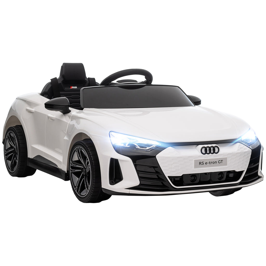 Licensed RS e-tron GT 12V Ride On Car Truck for Kids, Electric Car Ride On Vehicle w/Parent Remote Control, Music, Lights, for Toddlers, White