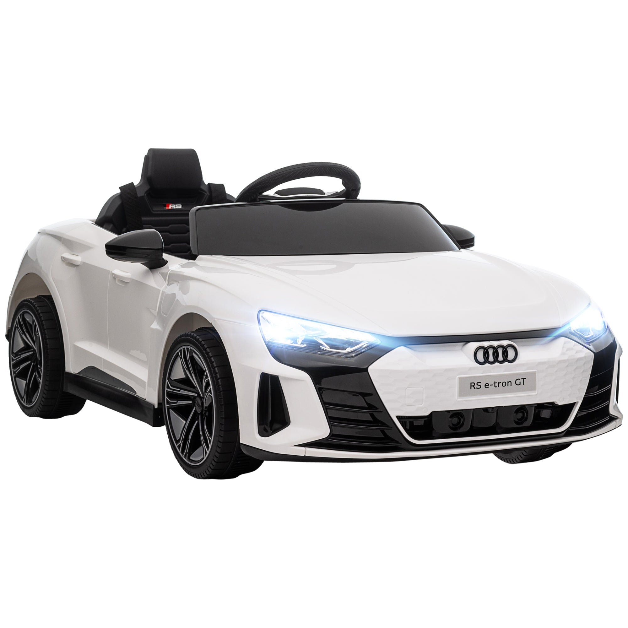 Licensed RS e-tron GT 12V Ride On Car Truck for Kids, Electric Car Ride On Vehicle w/Parent Remote Control, Music, Lights, for Toddlers, White