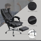 Massage Office Chair, 6 Points and Heat, Reclining Computer Chair with High Back, Adjustable Height and Footrest, Black