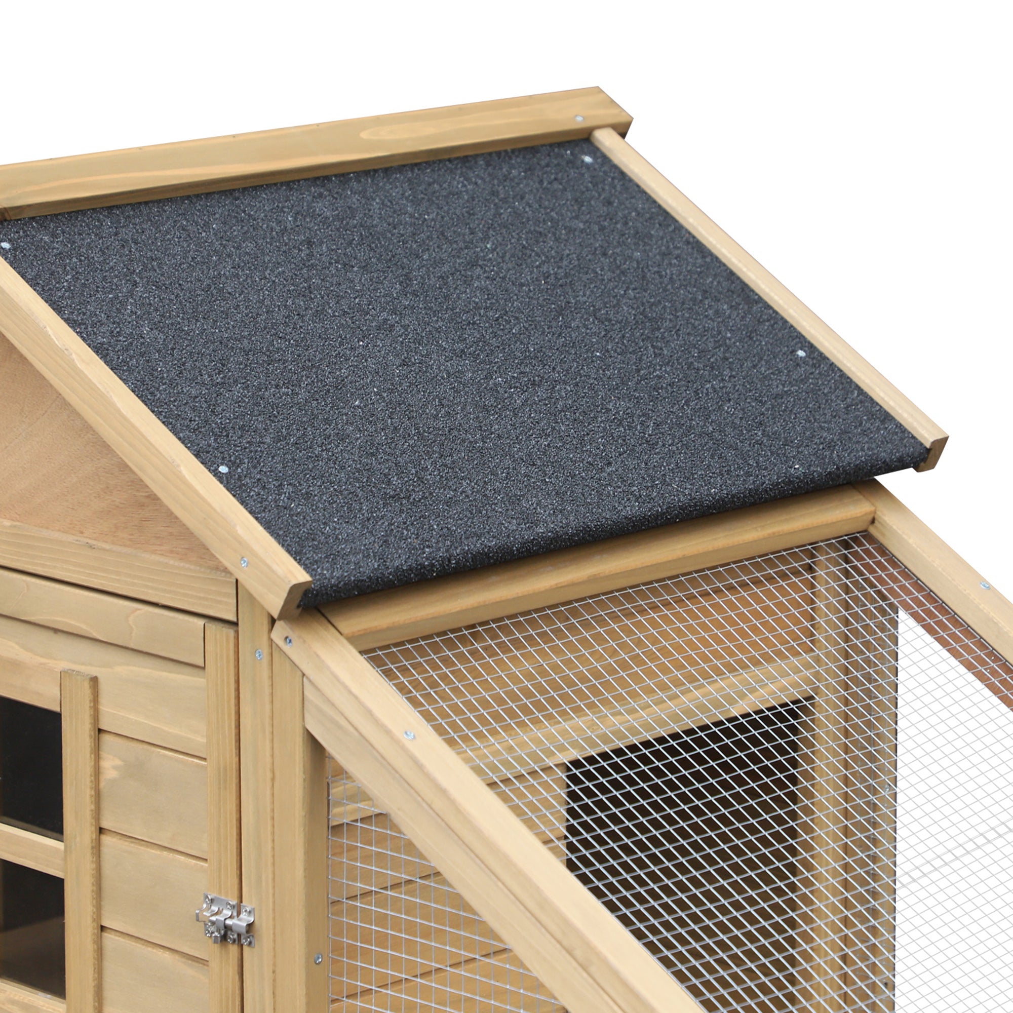 69" Wooden Chicken Coop, Poultry Cage Hen House with Connecting Ramp, Tray, Ventilated Window and Nesting Box