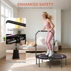 45" Rebounder Trampoline for Adults, Foldable Mini Trampoline with Adjustable Handle Bar for Indoor Outdoor, Pink