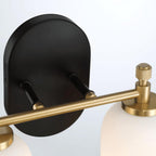 Vortex Two Lights Vanity Wall Sconce with White Frosted Glass, Traditional Style for Over Bathroom Mirror, 10.5" L x 5.5" W x 10" H, Gold+White