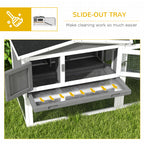 Rabbit Hutch 2-Story Bunny Cage, Guinea Pig Cage Indoor Outdoor, Small Animal House with Slide Out Tray, for Rabbits, Chickens, Ducks, 61.5" x 23" x 27", Light Gray