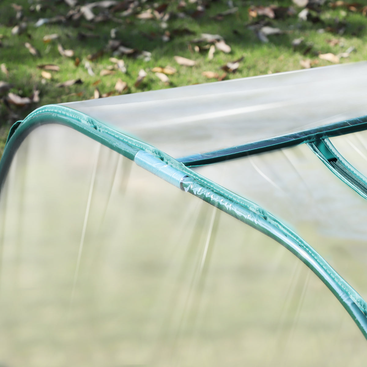 13' L x 3' W x 2.5' H Portable Tunneled Greenhouse with 4 Zippered Doors, Water/UV Fighting PVC Cover, Clear