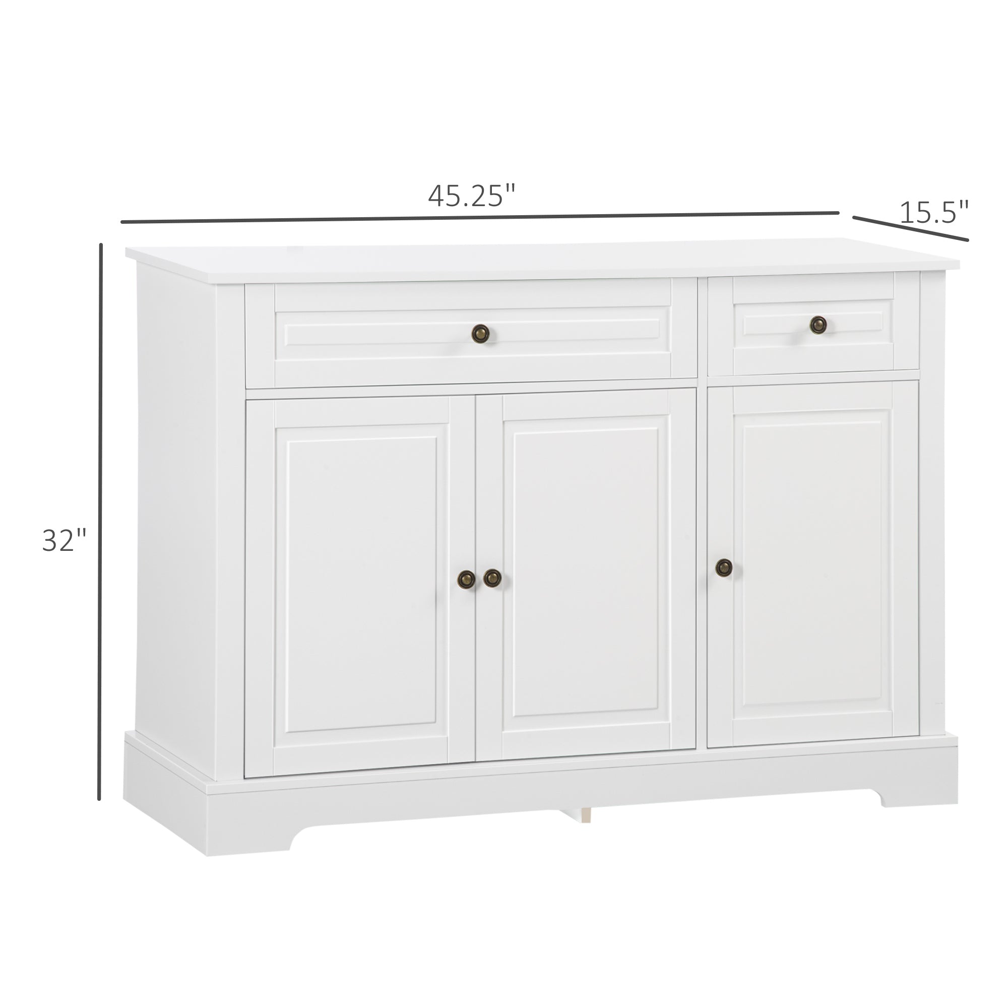 Sideboard Buffet Cabinet, Modern Accent Cabinet with 2 Drawers and Adjustable Shelves, Entryway Cabinet, White