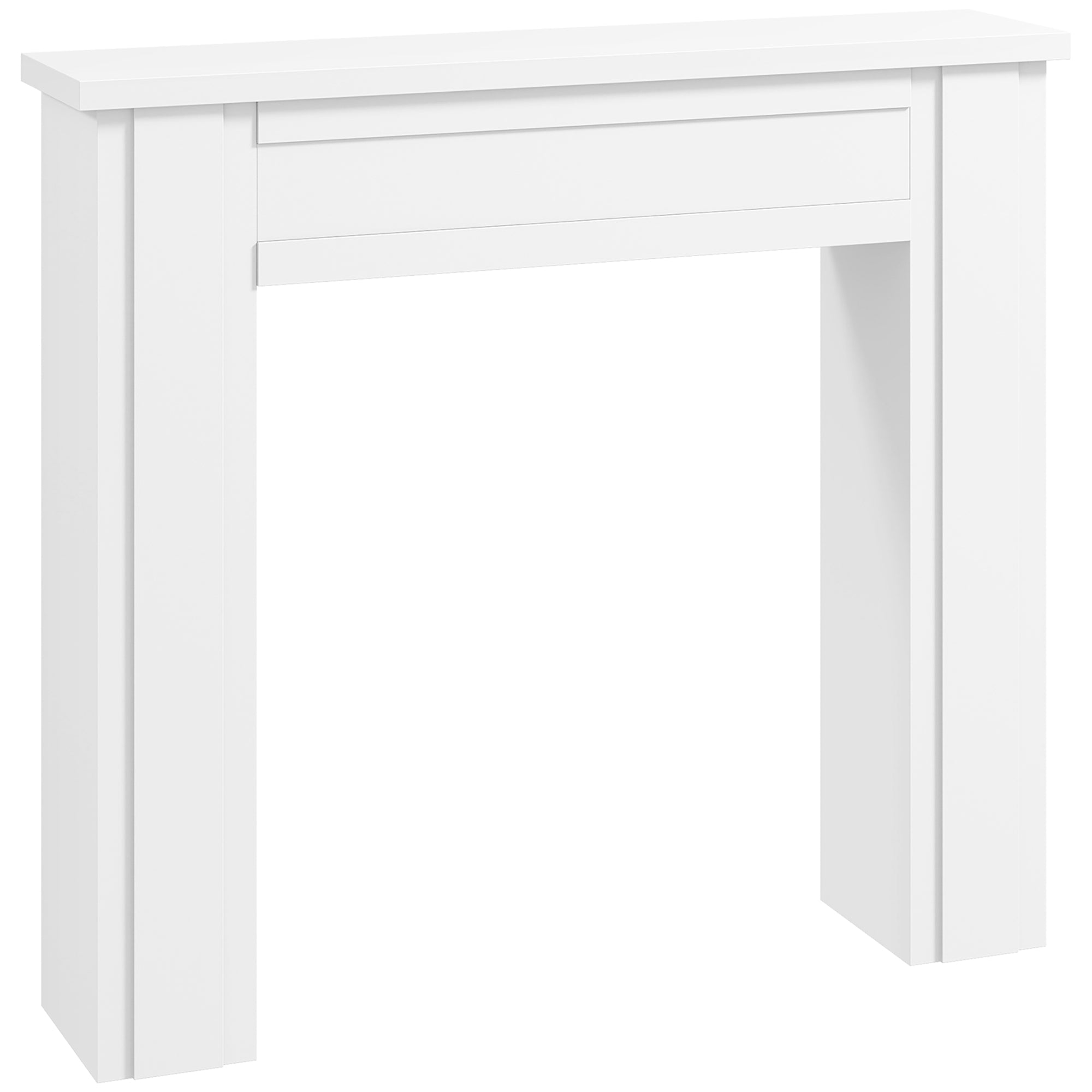 Modern Fireplace Mantel, Freestanding Fireplace Surround with Leg for Electric Fireplaces, 44.7" W x 40" H, White