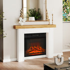 Modern Fireplace Mantel, Freestanding Fireplace Surround with Leg for Electric Fireplaces, 51.2" W x 40.6" H, Natural Wood