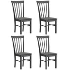 Wooden Dining Chairs Set of 4, Farmhouse Upholstered Kitchen Chairs with Rubber Wood Frame, Black and Gray