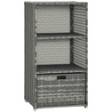 Valet Pool Towel Rack, Waterproof PE Plastic Rattan Wicker Storage Organizer, Indoor Outdoor Spa, and Hot Tub Accessory Storage, 2 Shelves, 1 Basket Drawer, Gray