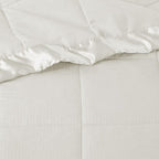 Oversized Down Alternative Blanket with 3M Scotchgard Treatment, Satin Trim, Hypoallergenic Polyester, 96" L x 90" W x 0.25" H, Ivory