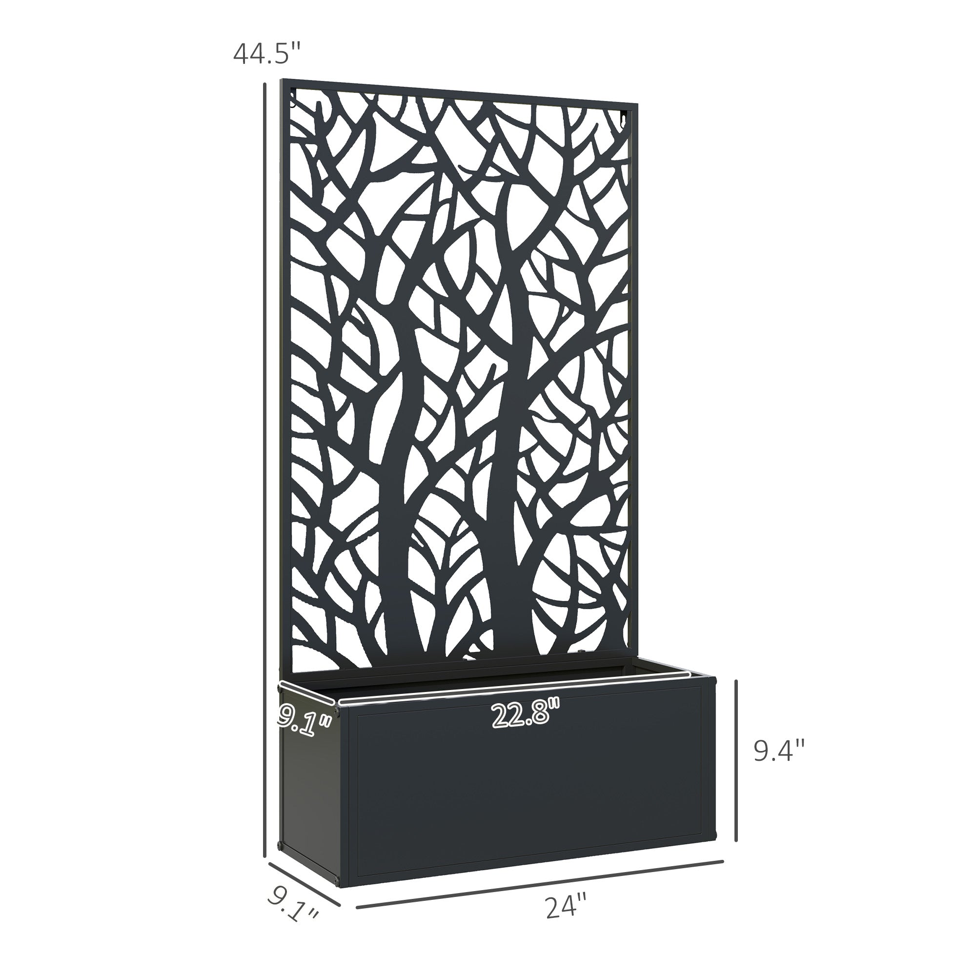 Metal Garden Bed with Trellis for Climbing Plants, Freestanding or Wall Mounted Flower Bed for Garden, Patio, Balcony