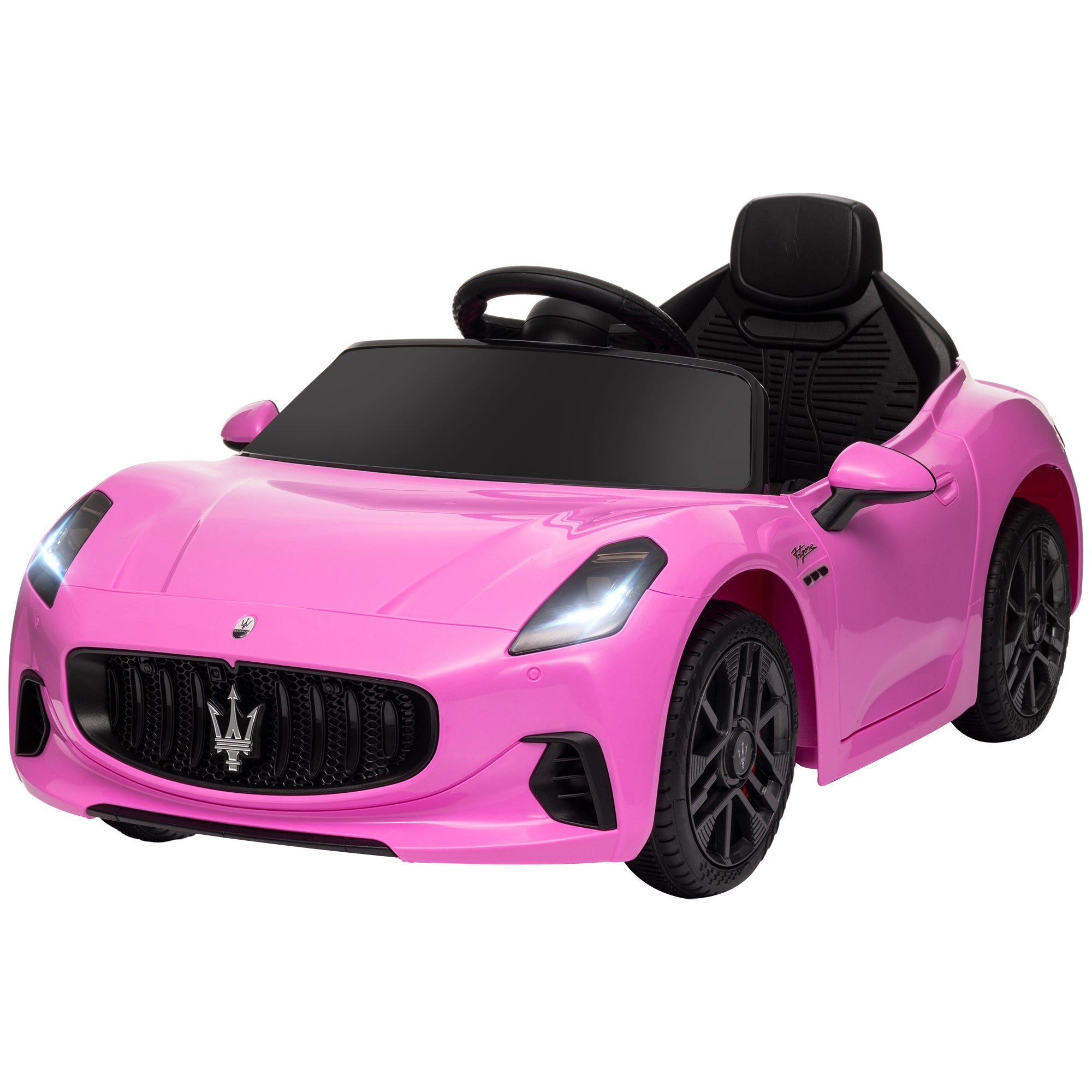 Gran Turismo Licensed 12V Kids Electric Car w/ Remote Control, Soft Start, LED Lights, Music, Horn, Pink