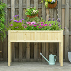 Raised Garden Bed Elevated Wooden Planter Box with Space-Saving Folding Design, Drainage Holes, & Inner Liner for Vegetable Fruit Herb Grow