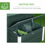 84" Wooden Chicken Coop, Hen House Outdoor with Run Nesting Box, Asphalt Roof, Removable Tray, Ramp, Poultry Cage for 2-3 Chickens, Green
