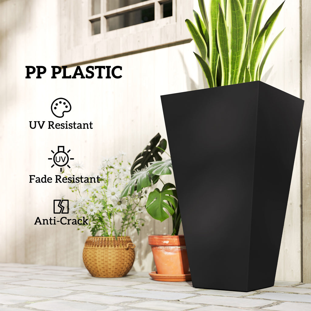 Tall Planters for Outdoor Plants Set of 3, 28 In Taper Planters with Drainage Holes, Indoor Grande Plant Pots, Front Porch Decor, Black