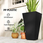 Tall Planters for Outdoor Plants Set of 3, 28 In Taper Planters with Drainage Holes, Indoor Grande Plant Pots, Front Porch Decor, Black