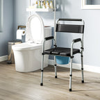 Bedside Commode Chair for Seniors, Adults, Handicap, Raised Toilet Seat with Arm, Adjustable Height, 331 lbs, Black