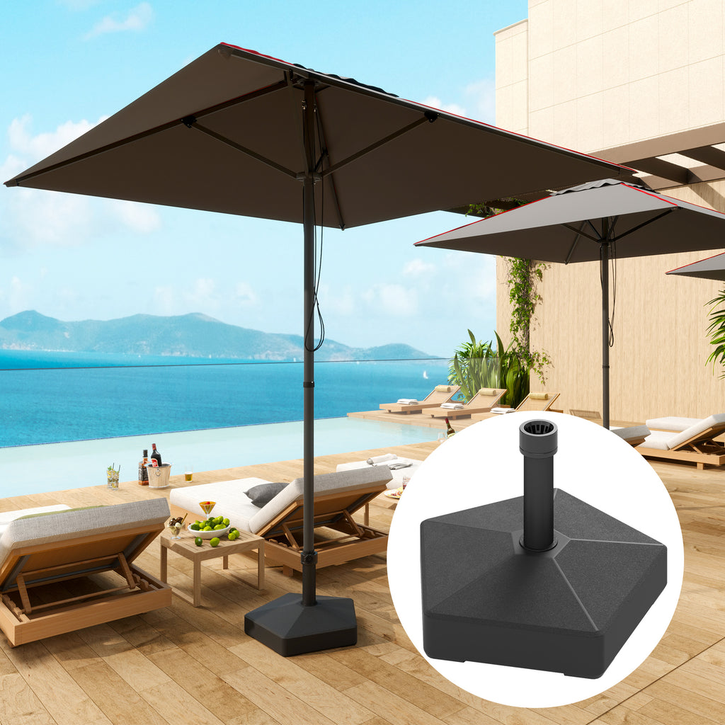 Patio Umbrella Base Holder, Heavy Duty Outdoor Umbrella Stand Base, Filled Up to 42lbs with Sand or 33lbs with Water for Garden, Poolside, Black