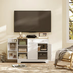 Modern Sideboard Cabinet, 41" Kitchen Buffet Cabinet with Drawer, Adjustable Shelf, 3 Doors for Dining Room, White