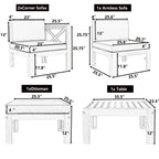 Casual Outdoor Sectional Sofa with Wood Frame & Cushions, Patio Seating Group for Backyard, 25.5" L x 25.5" W x 25.5" H, Beige