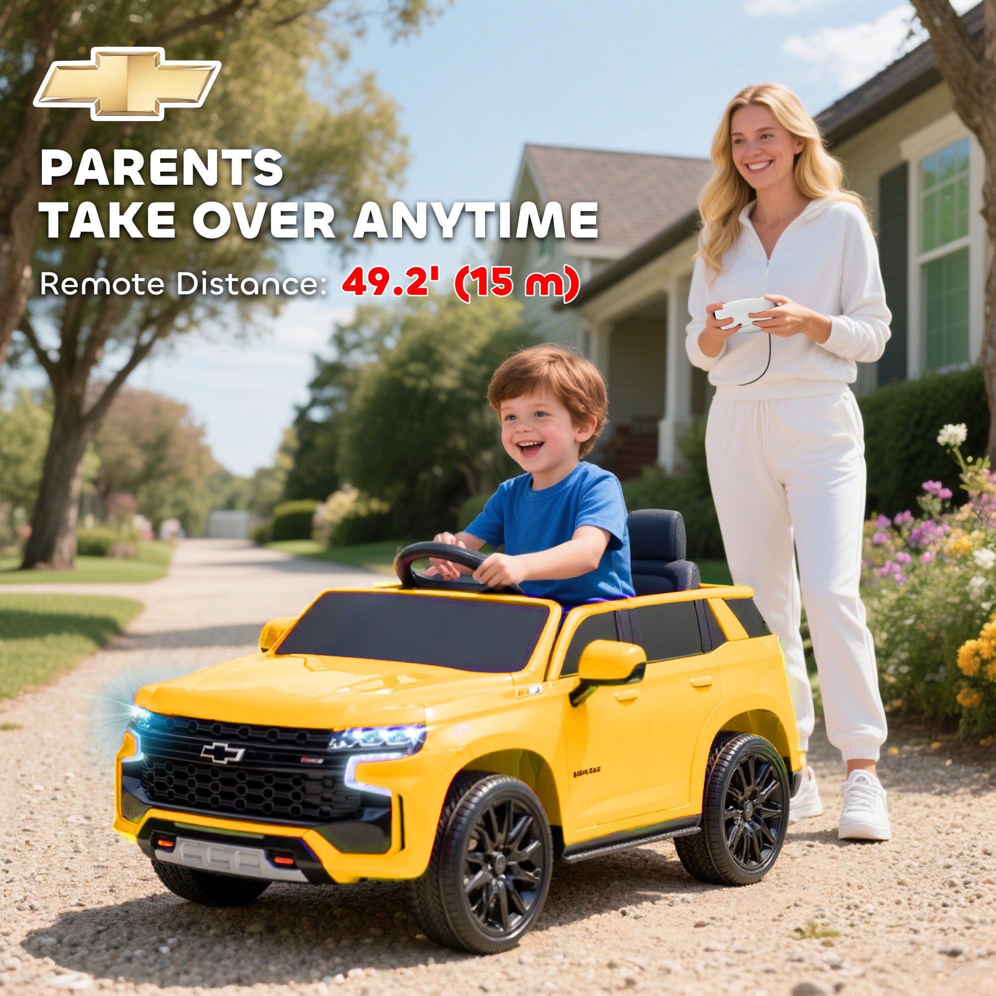 Electric Ride on Car 12V Kids Ride-on Toy, Yellow